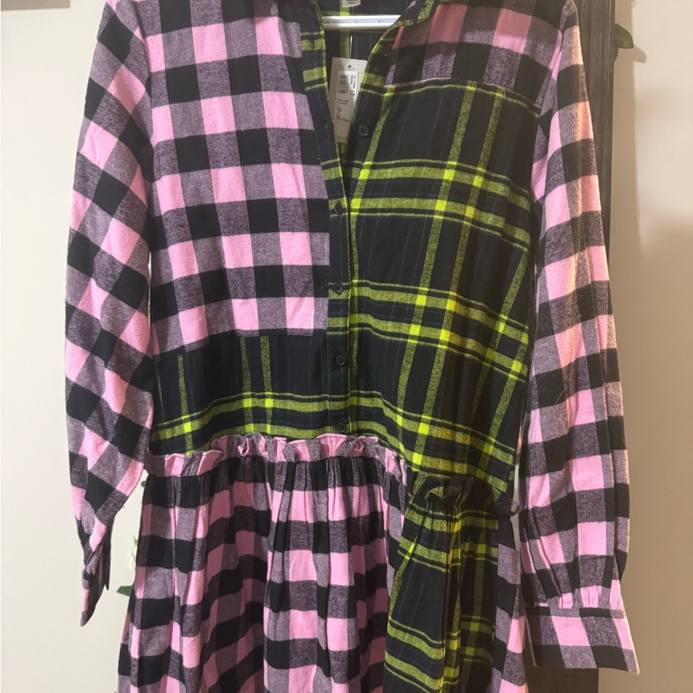River Island Checkered Shirt in Pink and Yellow